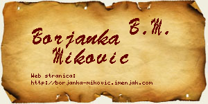 Borjanka Miković vizit kartica